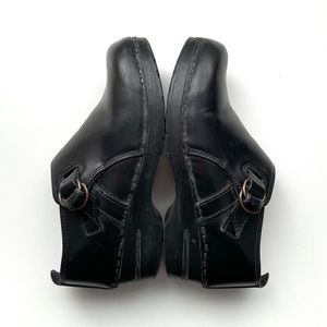 DANSKO Black Patent Leather Clogs with Buckle